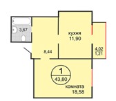 Фотография в Недвижимость Квартиры 1кв ФМР ул.Монтажников, 44 кв.м, цена: 2 в Краснодаре 2 200 000