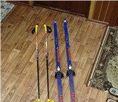 Фотография в Спорт Спортивный инвентарь Продаю пластиковые лыжи (160см), палки (120см в Архангельске 1 500