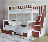Фотография в Мебель и интерьер Мебель для спальни Двухъярусная кровать из массива сосны с лестницей-ящиками в Москве 64 700